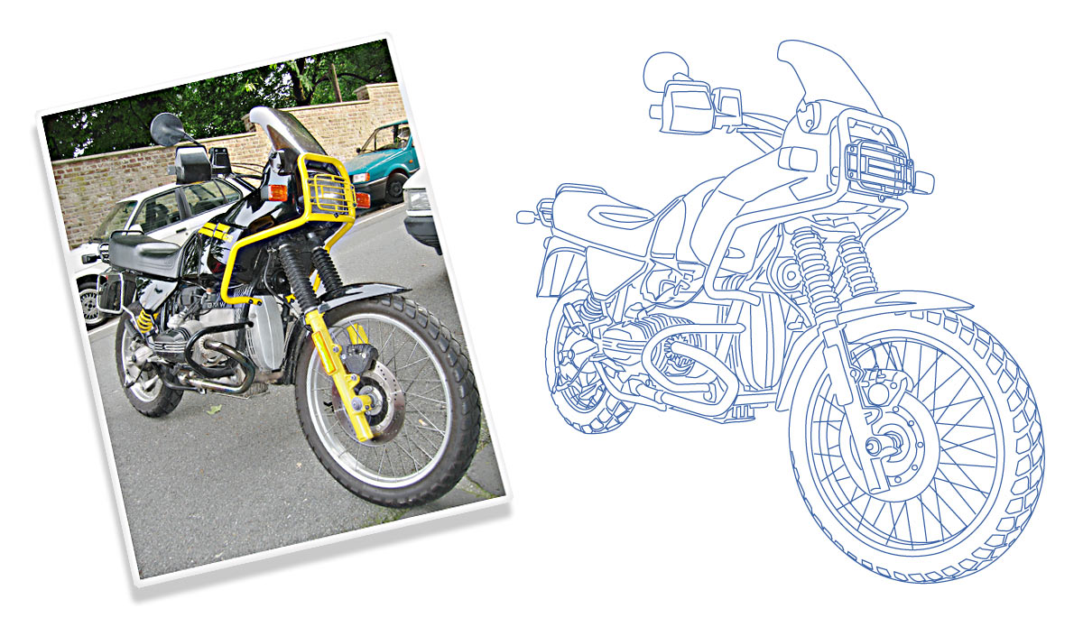 BMW Motorrad Gravur Zeichnung R80GS