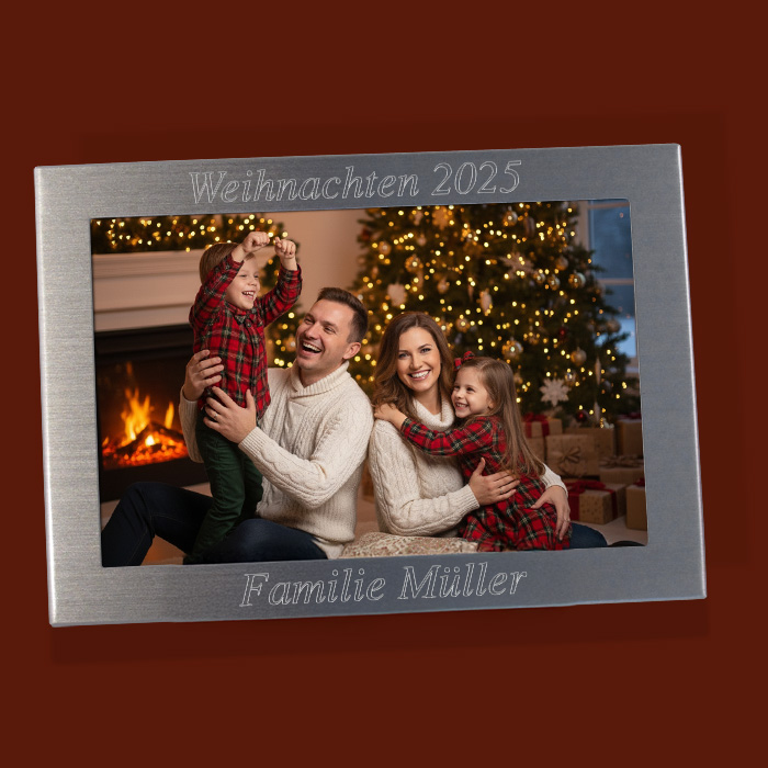 Bilderrahmen mit Gravur zu Weihnachten | Das ideale Weihnachtsgeschenk - Mit hochwertiger Diamantgravur