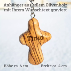 Kreuz aus Olivenholz mit Name