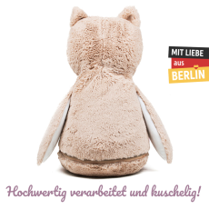 Kuscheltier Eule mit Stickerei mit Reißverschluss